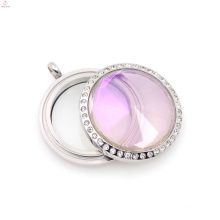 Waterproof stainless steel glass dome locket, gemstone photo locket pendant